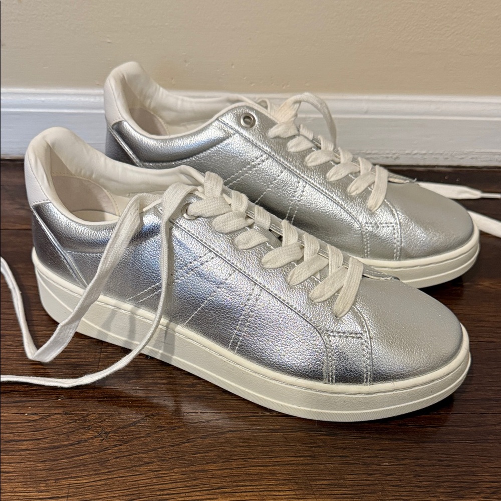 ZARA Silver Metallic Women's Sneakers Size 8 39